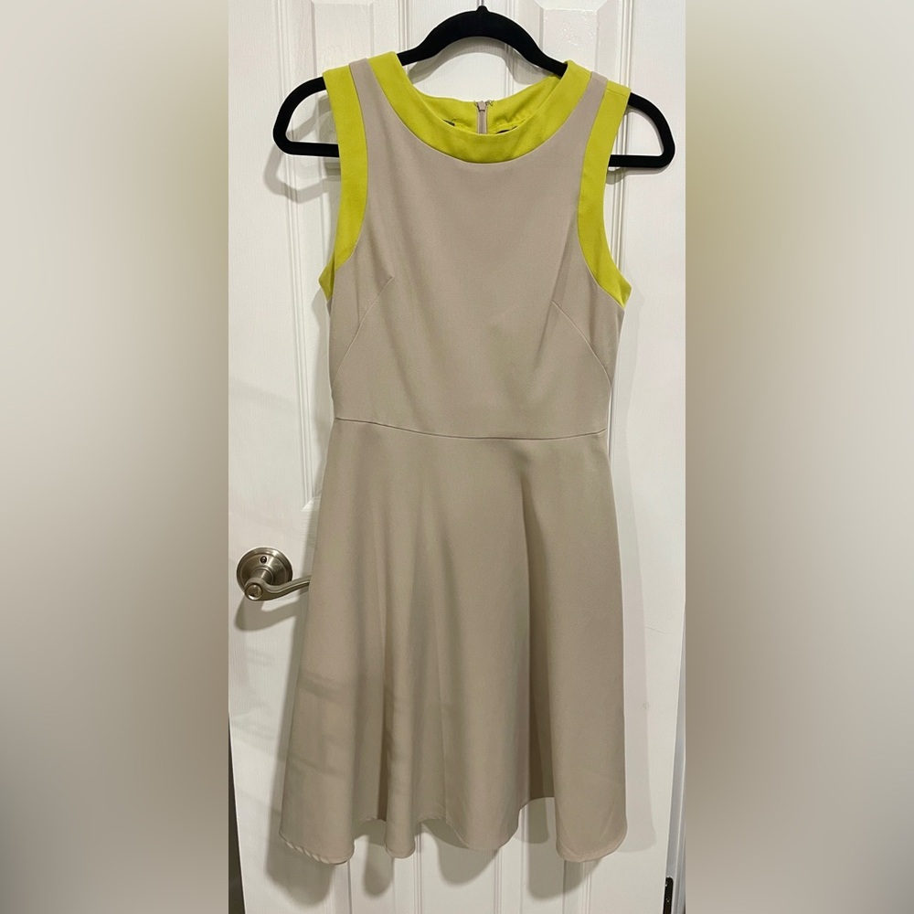 Muse Beige and Lime Mini Dress preppy office size 6